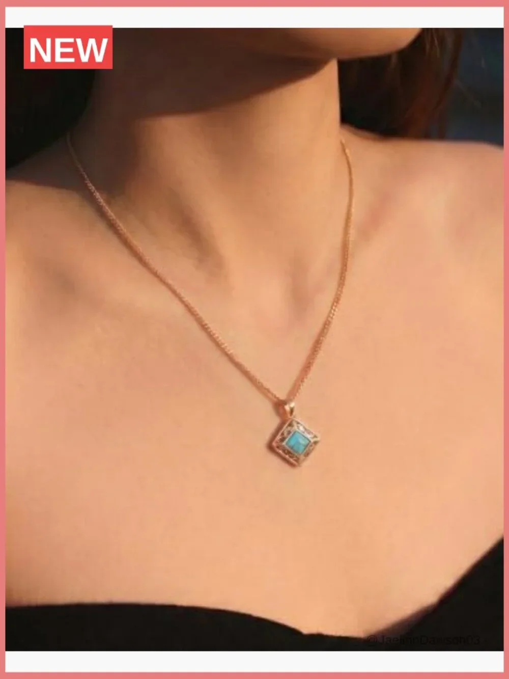 Turquoise Pendant Necklace, Western Cowgirl Jewelry, Silver/Gold Plated,